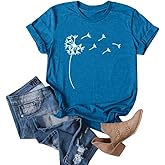 Cicy Bell Women's Dandelion Print T Shirts Cute Graphic Tees Short Sleeve Summer Cotton Tee Tops