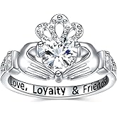 Claddagh Ring for Women Sterling Silver Irish Celtic Claddagh Ring Engraved Love Loyalty Friendship Women's Claddagh Ring