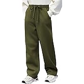 Arshiner Boys Casual Pants Fleece Sweatpants Lightweight Open Bottom Lounge Pants Drawstring Jogger Pants with Pockets