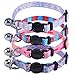EXPAWLORER Adjustable Breakaway Cat Collars Set - with Bell Charm 4 Pcs Necklace for Kittens Small Dogs Different Marine Biological Motifs Design