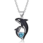 TALYKONG Killer Whale Orca Necklace Orca Mothers Day Jewelry Gifts for Women Mom Daughter