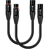 Fosi Audio XLR Cable 1ft, 2 Pack Cables Preamp to Power Amp, Durable Shielding for ZA3 ZD3 Amplifier DAC Preamp Microphone