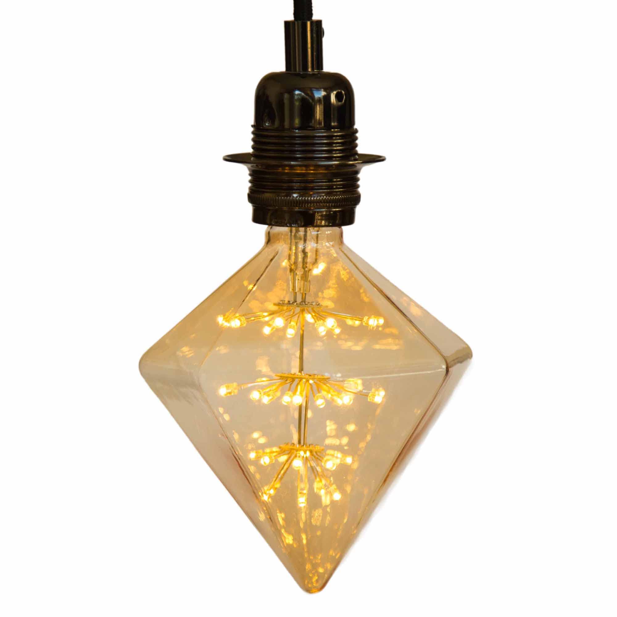 Diamond Star LED Bulb E27 ES Edison Screw Dimmable Filament Antique Vintage Retro Light Bulb with Amber Colour, 3W (Equivalent to 30W) (Pack of 1)