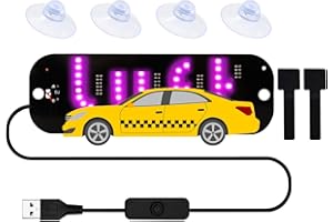 DICKMITH LED Light for Car, LED Sign for Car Windshield, Taxi Sign Decal with Suction Cups and Hook and Loop Cable Ties USB Plug, Trucks, SUV (Pink)
