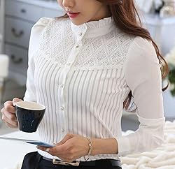 Womens Vintage Victorian Pleated Button Down Shirt