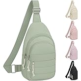 Tenot Crossbody Bags for Women Small Sling Bag Lightness Cross Body Bag Puffer Chest Bags Travel Fanny Pack for Travel Sport Hiking Light Green