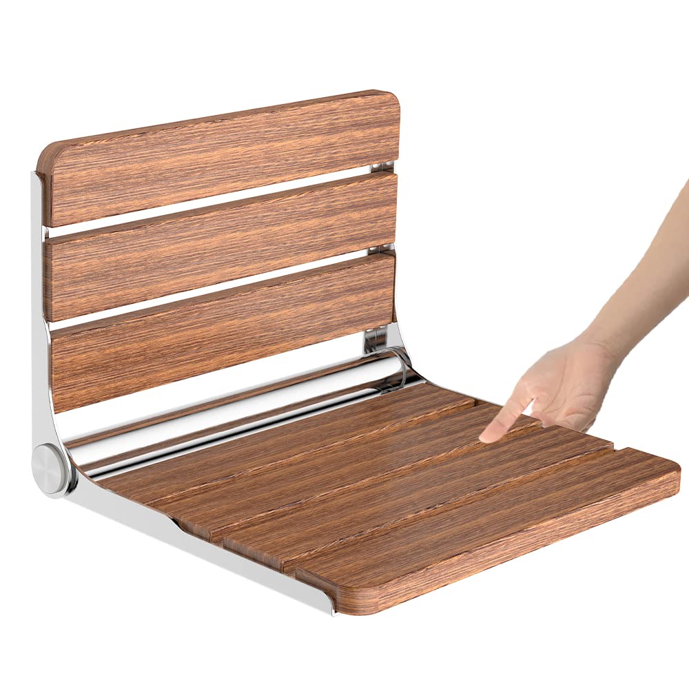 Heuffe Folding Shower Seat Wall Mounted,Fold Up Shower Stool,Shower Chair Foldable,Fold Down Bathroom Stool for Elderly Disabled Adults