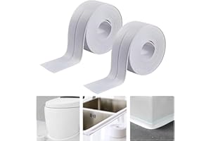 FANSIVOKE Kitchen & Bath Tape Caulk Strip, 1.5 Inch 16.4 Ft PVC Self Adhesive Waterproof Caulking Sealing Tape, Decorative Sealant Trim for Kitchen Sink Toilet Bathroom Shower and Bathtub (Pack of 2)