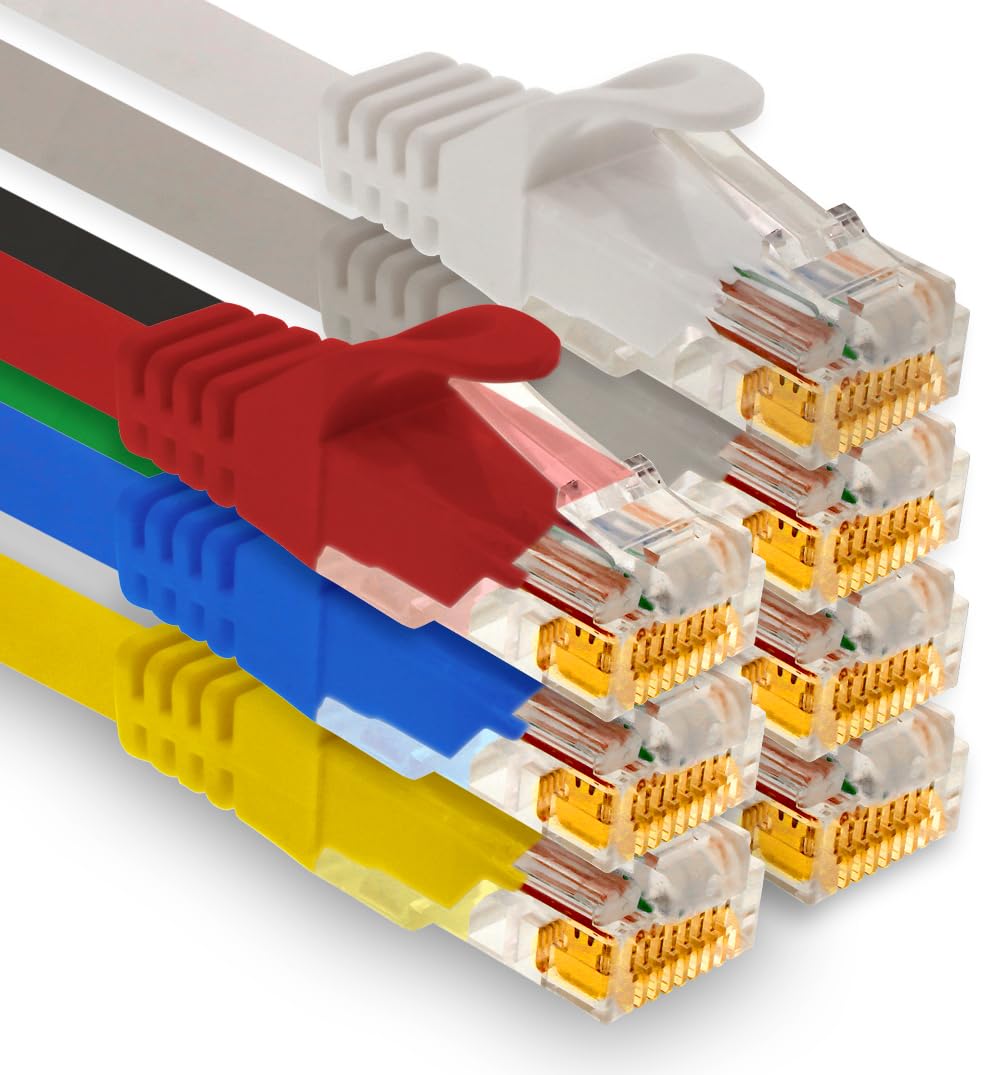 1aTTack.de - 7 x 1.5m Cat7 network cable, Cat.7 Ethernet, Lan & Cat 7 patch cable for maximum internet speed & connects all devices with RJ 45 connector Color 3