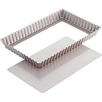 CHEFMADE Rectangle Tart Pan, 7x11-Inch with Removable Loose Bottom Non-Stick Oblong Quiche Bakeware for Oven Baking (Champagn