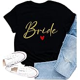 Cutesong Womens Bride Shirt Wedding Team Bride Bridesmaid T-Shirts Bachelorette Party Tee Tops