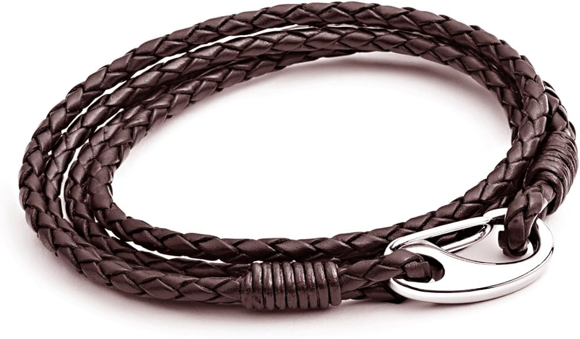 Bracelet en Cuir de Petit Taille pour Homme, Bracelet en Cuir Brun avec