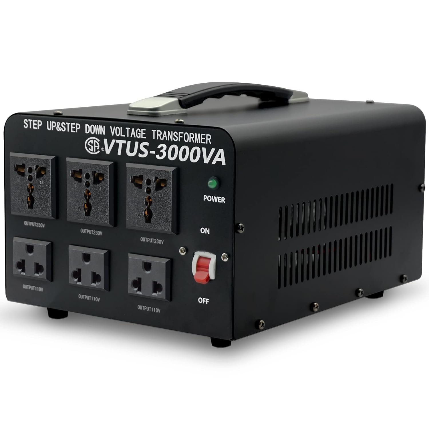 Voltage Transformer Converter 3000 Watt Step Up/Down Convert from 110-120 Volt to 220-240 Volt and from 220-240 Volt to 110-120 Volt with 3 US Outlets, 3 Universal Outlets