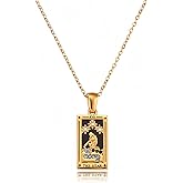 ORIGENCE 18k Gold Plated Tarot Cards Pendant Necklace - Vintage Colorful Charm Necklace Lucky Talisman Hypoallergenic for Women and Men Gift