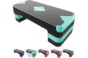 EVERYMILE Aerobic Exercise Step, Adjustable Aerobic Stepper for Exercise, Workout Step Platform, Step Up Box, 26.5" Step Deck with 4” 6” 8” Adjustable Height Risers, Women Home Gym Fitness