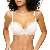 Adore Me Audrina Plunge Push Up Bra - 30A-38DD Underwire Bra for Women with Lace Bow Detail & Adjustable Straps