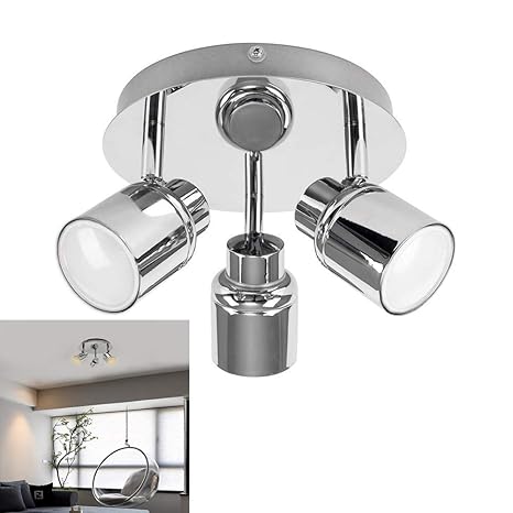 3 Way Round Plate Led Ceiling Spotlight For Bathroom Kitchen