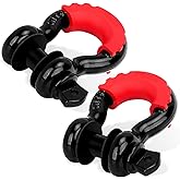 Shackles 3/4" (2 Pack) LIBERRWAY 57,000 lbs Break Strength with 7/8'' Pin D Ring Shackle Rugged Off Road Shackles Heavy Duty D Ring for Vehicle Recovery, Black