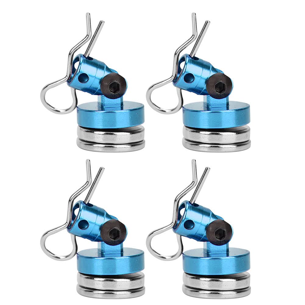 Pilipane RC Magnetic Stealth,Strong Magnet RC Car Shell Column Post,4Pcs Metal Magnetic Stealth Shell Body Post with Slotting,Invisible Body Post Mount for for SCX10 4WD for HSP 1/10 RC Car (Blue)