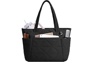 Ceneda Puffer Tote Bag for Women, Lightweight Quilted Work Bag with Dual Bottle Pockets, Fits 15.6" Laptop, Daily Travel