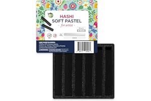 HA SHI Charcoal Sticks for Professional Artists, Square Non-Toxic Art Supplies, Dry Pastels Set, 6 Long Sticks (Black)