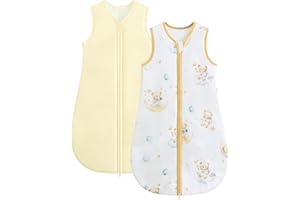 Wytbaby Baby Sleep Sack 1.5 TOG Wearable Blanket 2 Pack, Cotton or Fleece Sleeveless Infant & Toddler Sleep Bag 0-24 Months