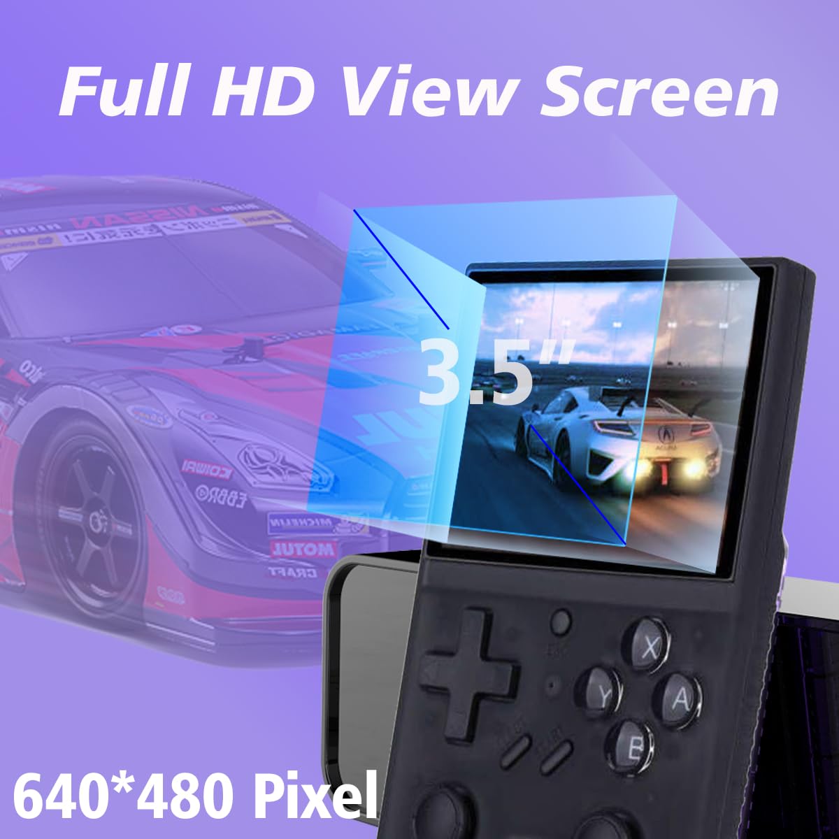 WeLohas DR35 Plus Handheld Retro Gaming Console Linux System with 64G Card, Support 13+ Emulator Including 15000+ Fun Games, 3.5 Inch IPS Screen, Hand Hero Video Game Console Gift (DE-DR35-Black)