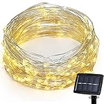 Hallomall LED Solar Powered String Lights, 2 Modes Steady on / Flash, 150 LED, 72 Feet, Warm White