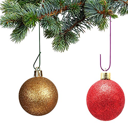 Bullet Face 100ct Holiday Ornament Hooks Christmas Tree Decorating Hangers - Metal Wire (Green & Pink)