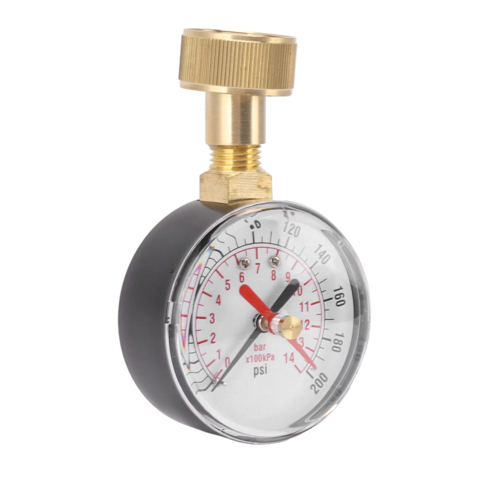 Water Pressure Gauge, 0 to 200PSI 14Bar Universal Water Pressure Test Gauge with 3/4in Female Garden Hose Thread, Aluminum Alloy Hose Bib Gauge Water Pressure Gauge for Home