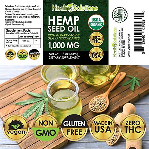 Unflavored Hemp Seed Oil Extract for Pain Relief, Stress, Anxiety, Sleep, Keto 1000mg