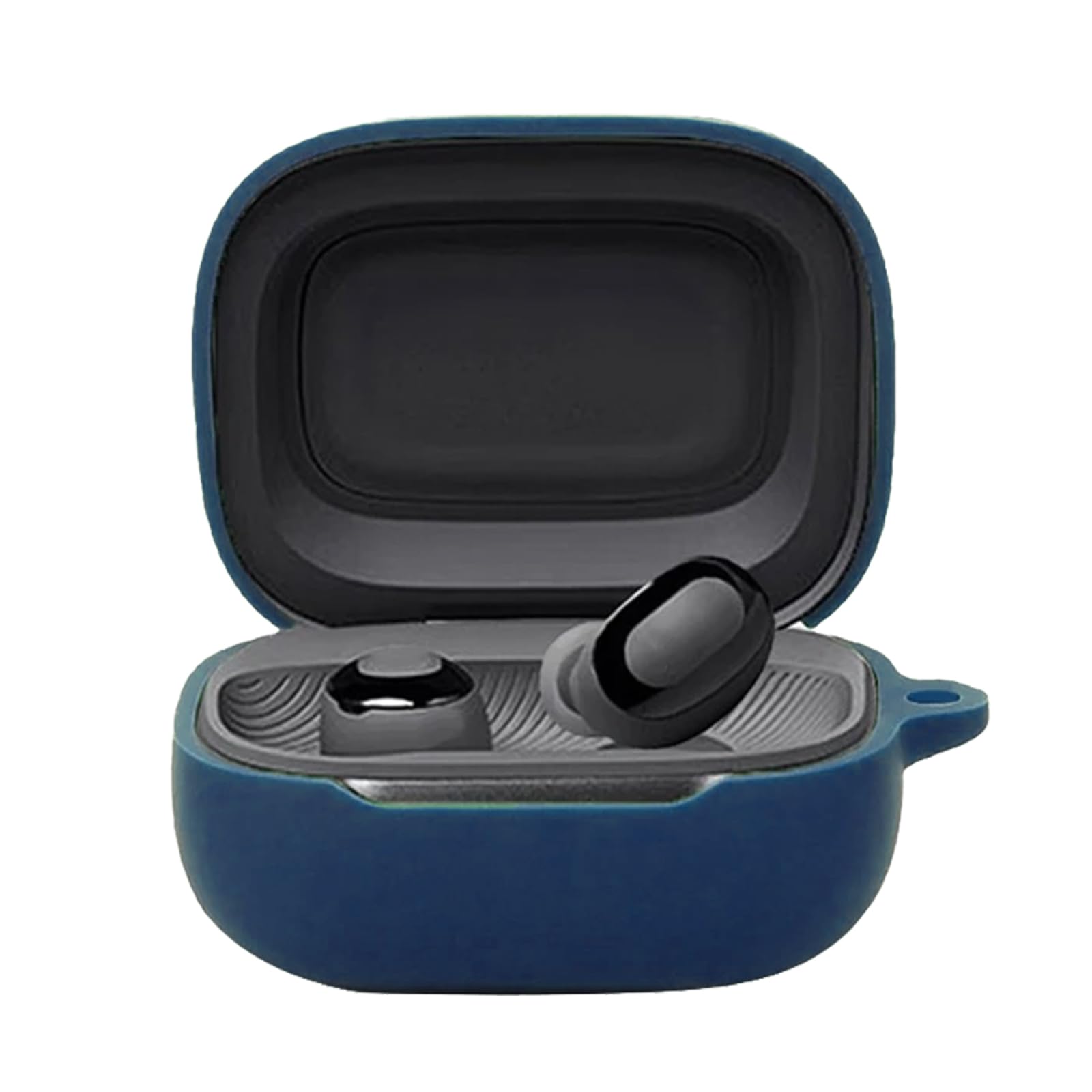 KUSINHOKA Case for JBL Live Buds 3, Anti-Scratch Premium Soft Silicone Full Protective Headphone Case with Carabiner, Blue