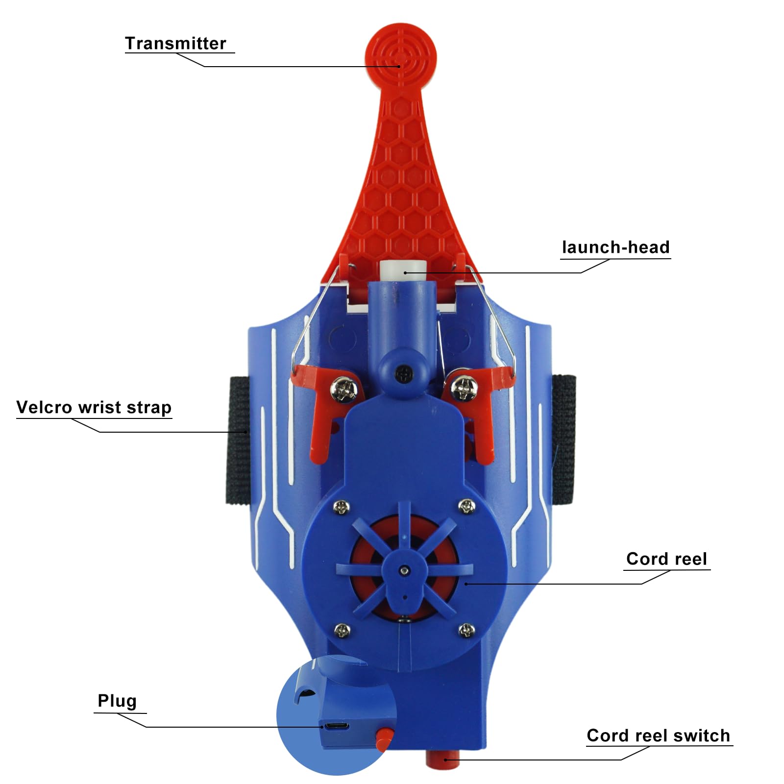 HNCSFW Spider Silk Launcher for Kids,Web Shooters- USB Type c Charging, Launch Distance 8ft - Can Grab Small Objects-Variety of Play Modes (Black and Blue)