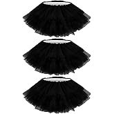 3 PCS Tutu Skirt Women Adults Classic Elastic,5 Layered Tulle 80's Dance Scene Outfit for Stage Performances,Halloween