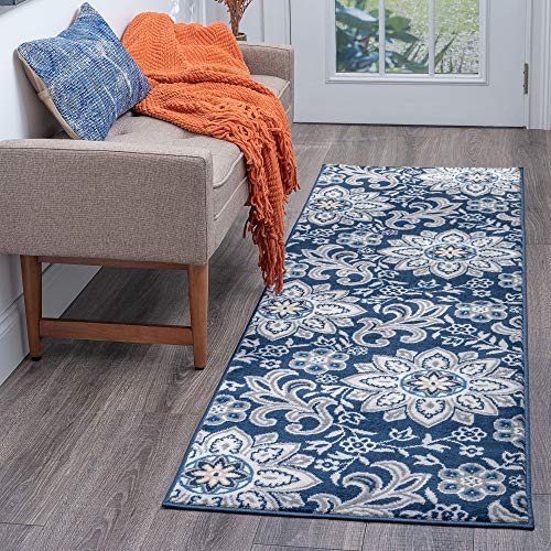 Piper Navy 2x10 Hallway Runner Rug - Area Rugs for