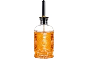 Glass Coffee Syrup Dispenser Bottle with Metal Pour Spout, 7 OZ for Maple Honey Syrup Oil and Sauces, Coffee Bar Accessories