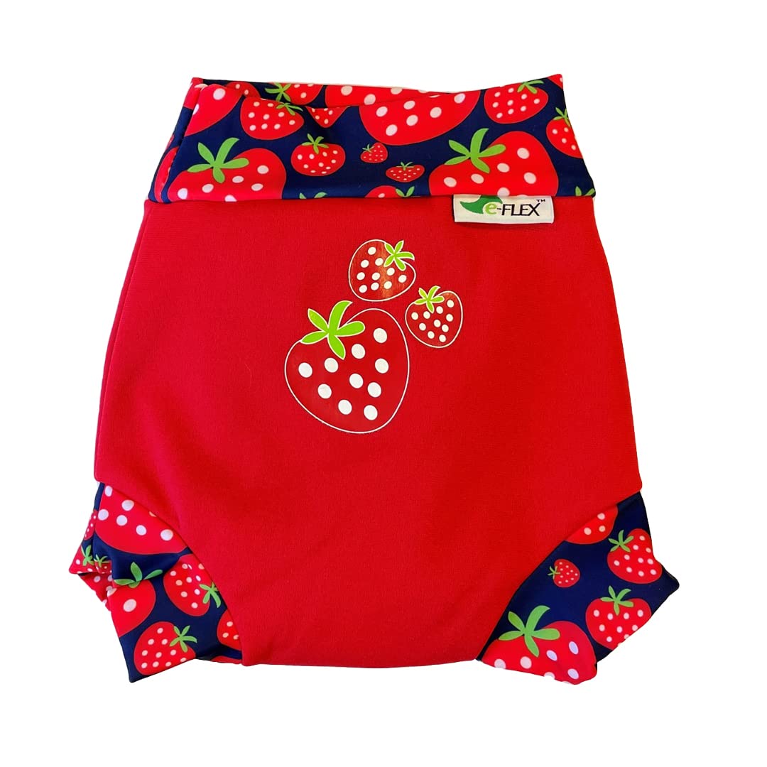 Konfidence Splashy Nappy – Reusable Eco-Friendly Swim Nappy Cover Made Using Recycled Plastics (3–36mths) Leak Proof Design - Machine Washable (Splashy Strawberry, 18-24 Months)