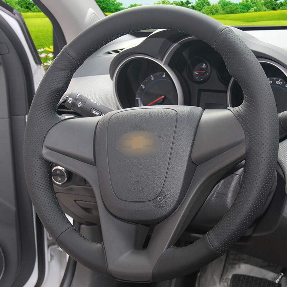 YXSMFX Hand-stitched leather car steering wheel cover For Chevrolet Cruze Aveo