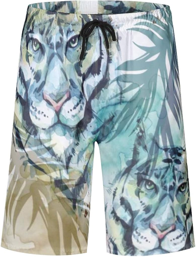 XJJ88 - Pantalones Cortos de natación para Hombre, Estampado de Tigre