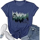 Hiking Shirt for Women Funny Nature Sunrise Graphic Mountain T Shirt Summer Casual Workout Short Sleeve Adventure Tees