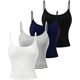 SOLY HUX Girl's 4 Piece Cami Tops Spaghetti Strap Slim Fitted Summer Top Solid Camisole