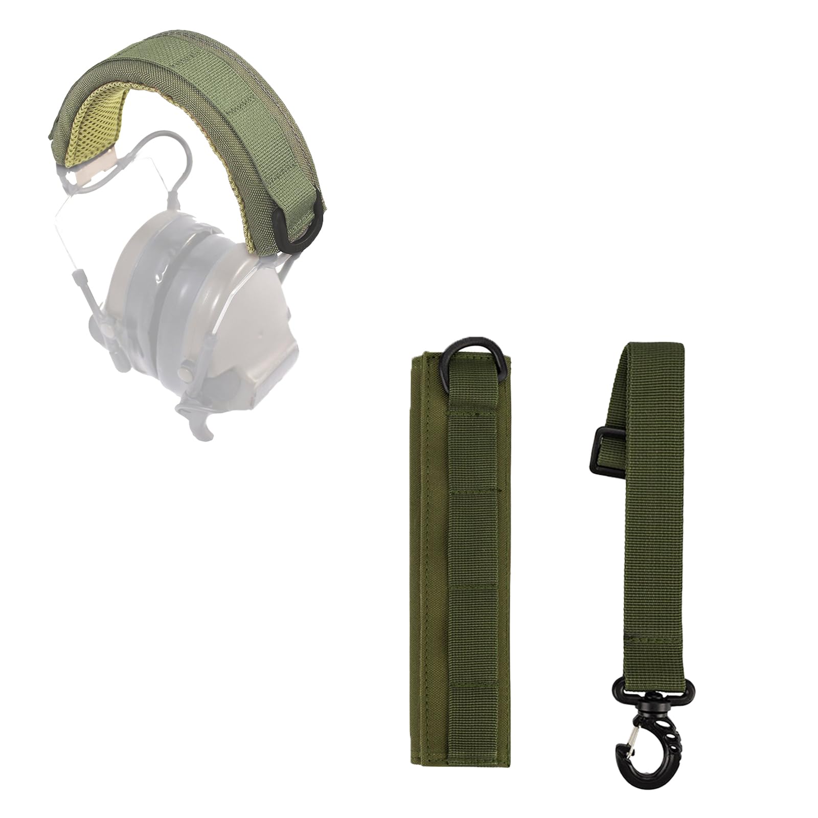 BWLEANSY Tactical Modular Headset Cover, Molle Headband Cover, Advanced Modular Headset Cover Fit for All General Tactical Earmuffs, Earmuffs, Headphone Accessories, Green, One Size