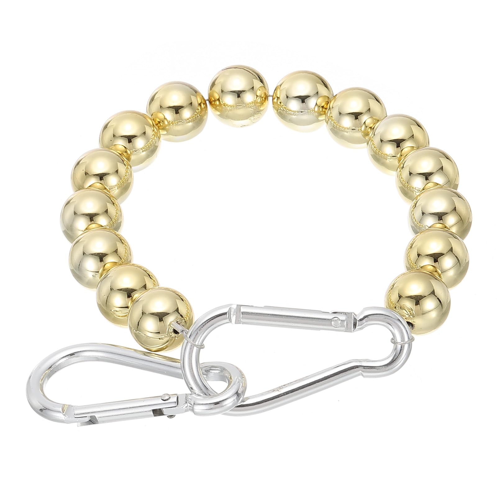 PATIKIL Flagpole Retainer Ring Flag Pole Accessories, Flag Beaded Mount Ring Keep Flag Close to Pole Weight with Stainless Steel Cable for Indoor Outdoor Flagpole, Gold Tone, 2.8"