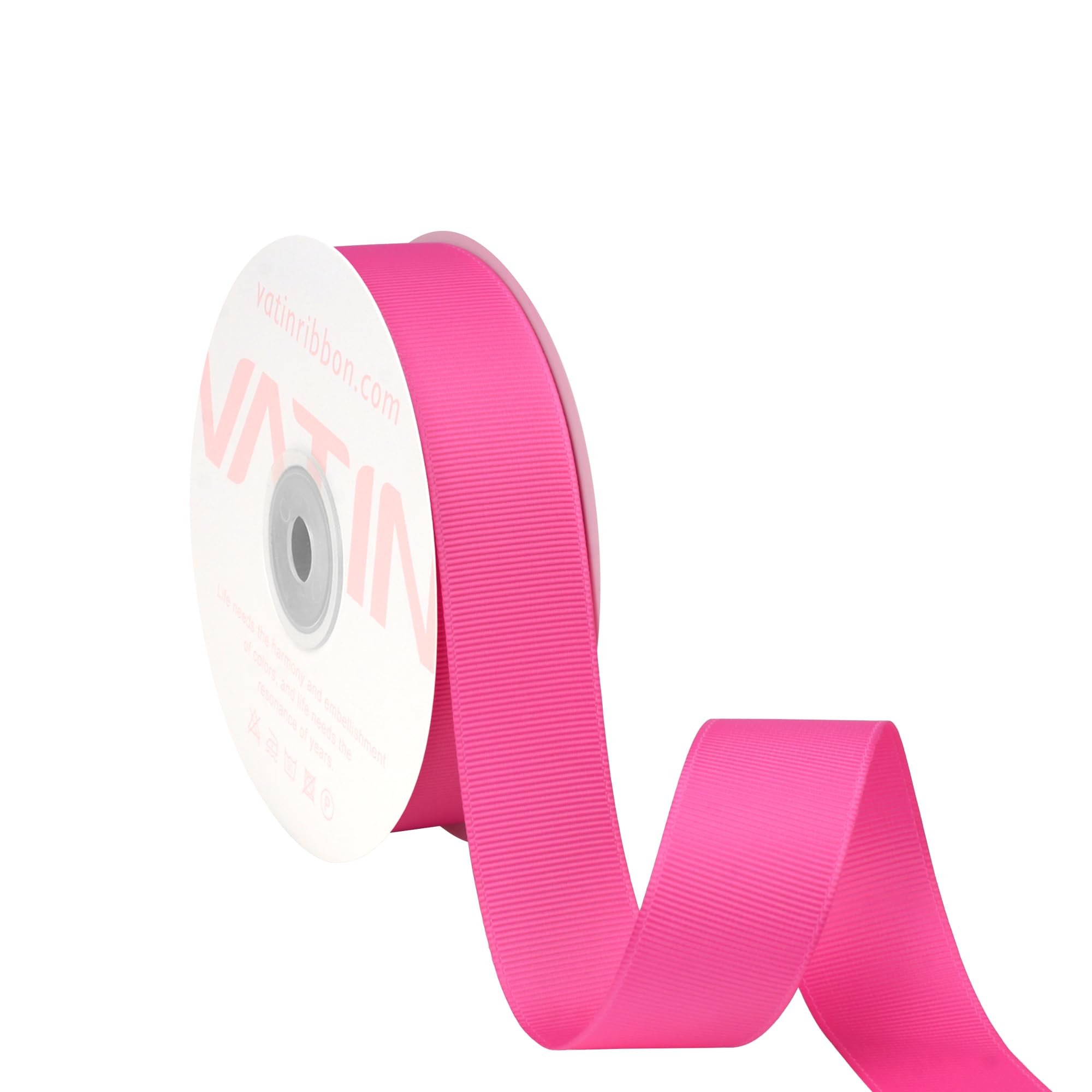VATIN 25mm Grosgrain Ribbon, 45 Metre,23 Metre Each Roll Perfect for Wedding Decor, Wreath, Baby Shower,Gift Package Wrapping and Other Projects Fuchsia
