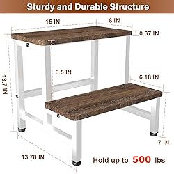Tigerden Wooden 2 Step Stool for Toddlers Kids and
