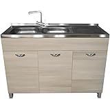 Mueble para fregadero de cocina, de 120 x 50 cm, con doble puerta