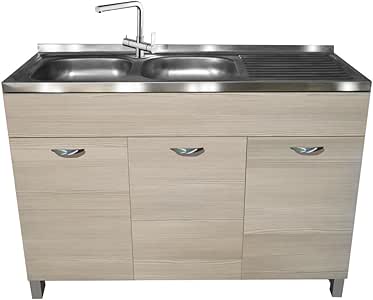 Divina Home - Mueble tipo armario bajo fregadero, 3 puertas, 120 x 50 x