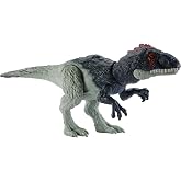 Mattel Jurassic World Wild Roar Dinosaur Toy with Sound &amp; Attack Move, Eocarcharia Posable Action Figure Includes Digital Play, 11 inches Long