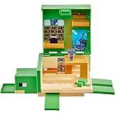 Mattel Minecraft Transforming Turtle Hideout, Authentic Pixelated Video-Game Role Play, Electronic, Action Toy to Create, Explore and Survive, Steve, Turtle, Collectible for Fans Age 6 Years and Older