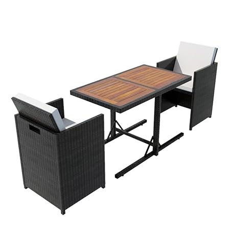 vidaXL Gartenmöbel Set 7-TLG Poly Rattan Schwarz Sitzgruppe Essgruppe Gartenset